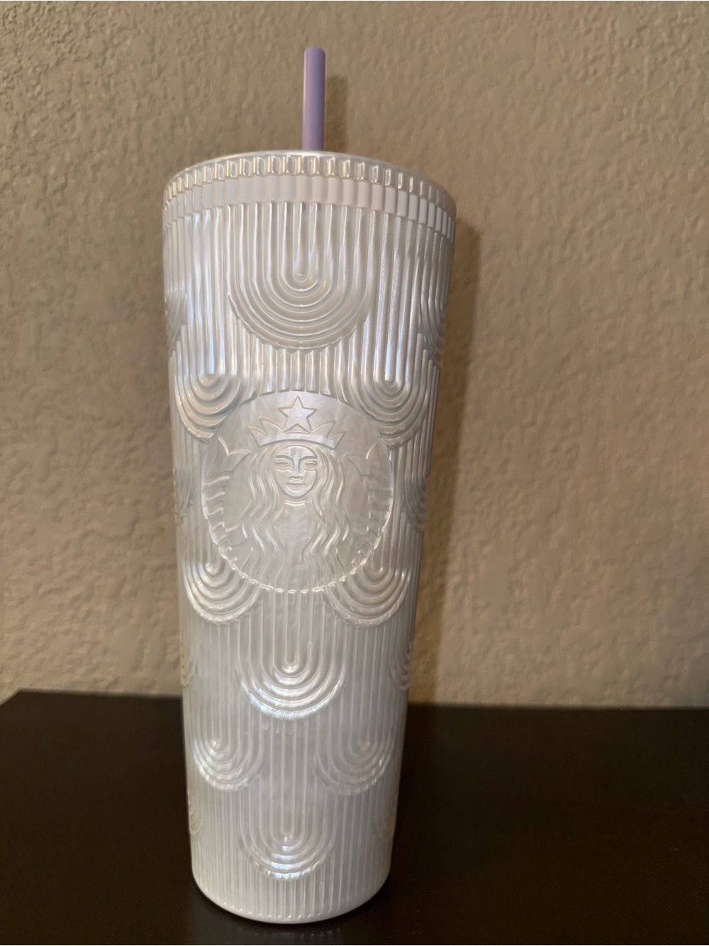 Starbucks Pearl White Tumbler with Lilac Straw